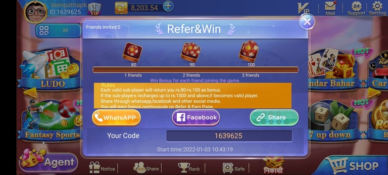 Refer & Earn in Joy Rummy