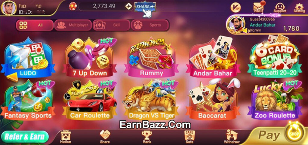 Available Games in Rummy Modern App