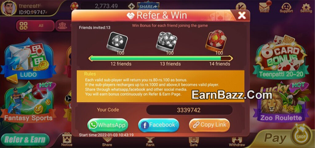 How To Refer & Earn From Rummy Modern App