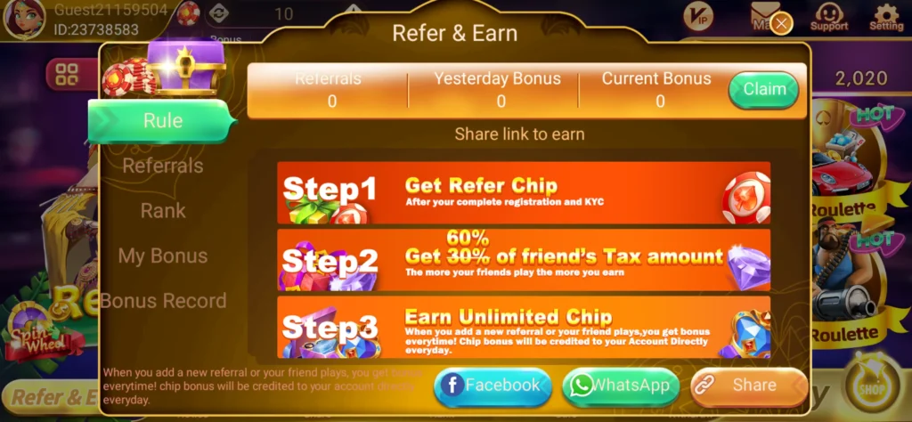 rummy mate refer and earn